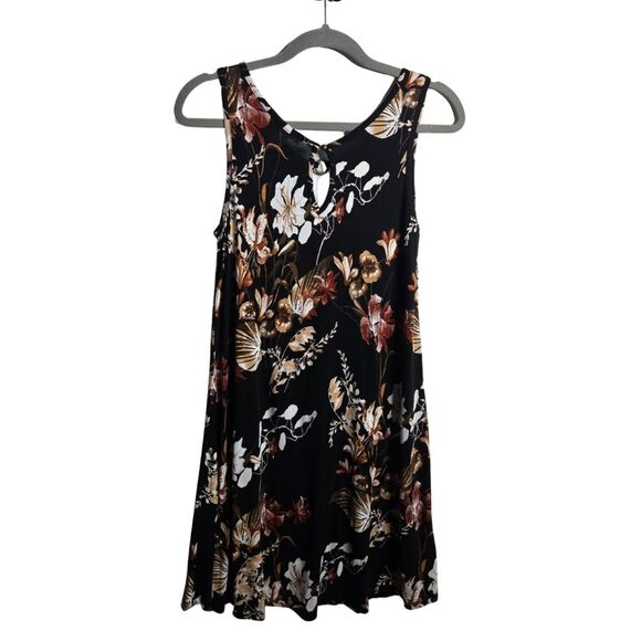 Lascana for Venus Tropical Dark Floral Summer Dress Keyhole Fit & Flare Size XS - Picture 2 of 9
